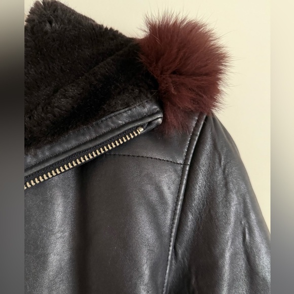 Andrew Marc Leather Jacket with Fur Trim and Hood - Womens Size S - Picture 5 of 16